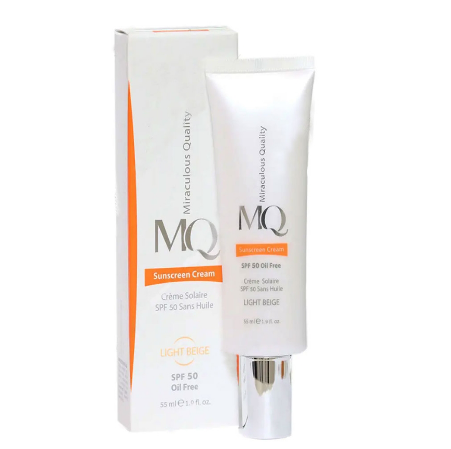 کرم ضد آفتاب فاقد چربی ام کیو مناسب پوست چرب SPF50 بژ روشن 55ml