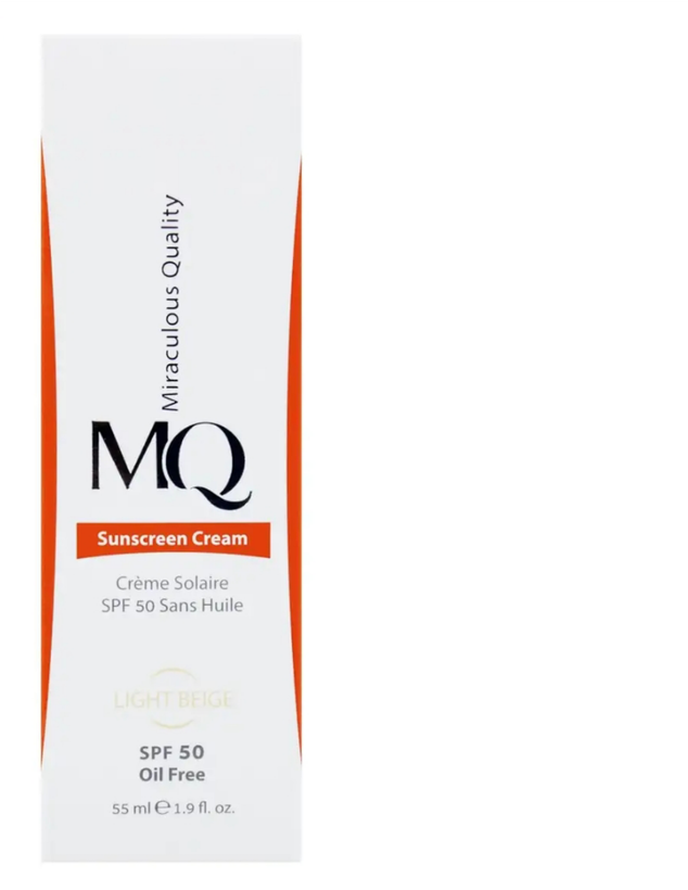 کرم ضد آفتاب فاقد چربی ام کیو مناسب پوست چرب SPF50 بژ روشن 55ml
