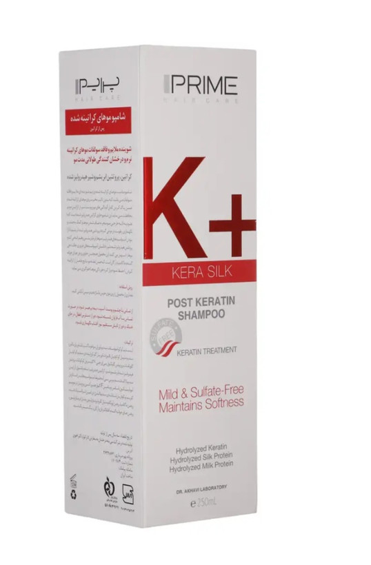 شامپو کراتینه مو پرایم مدل K+ Kera Silk حجم 250 میلی لیتر
