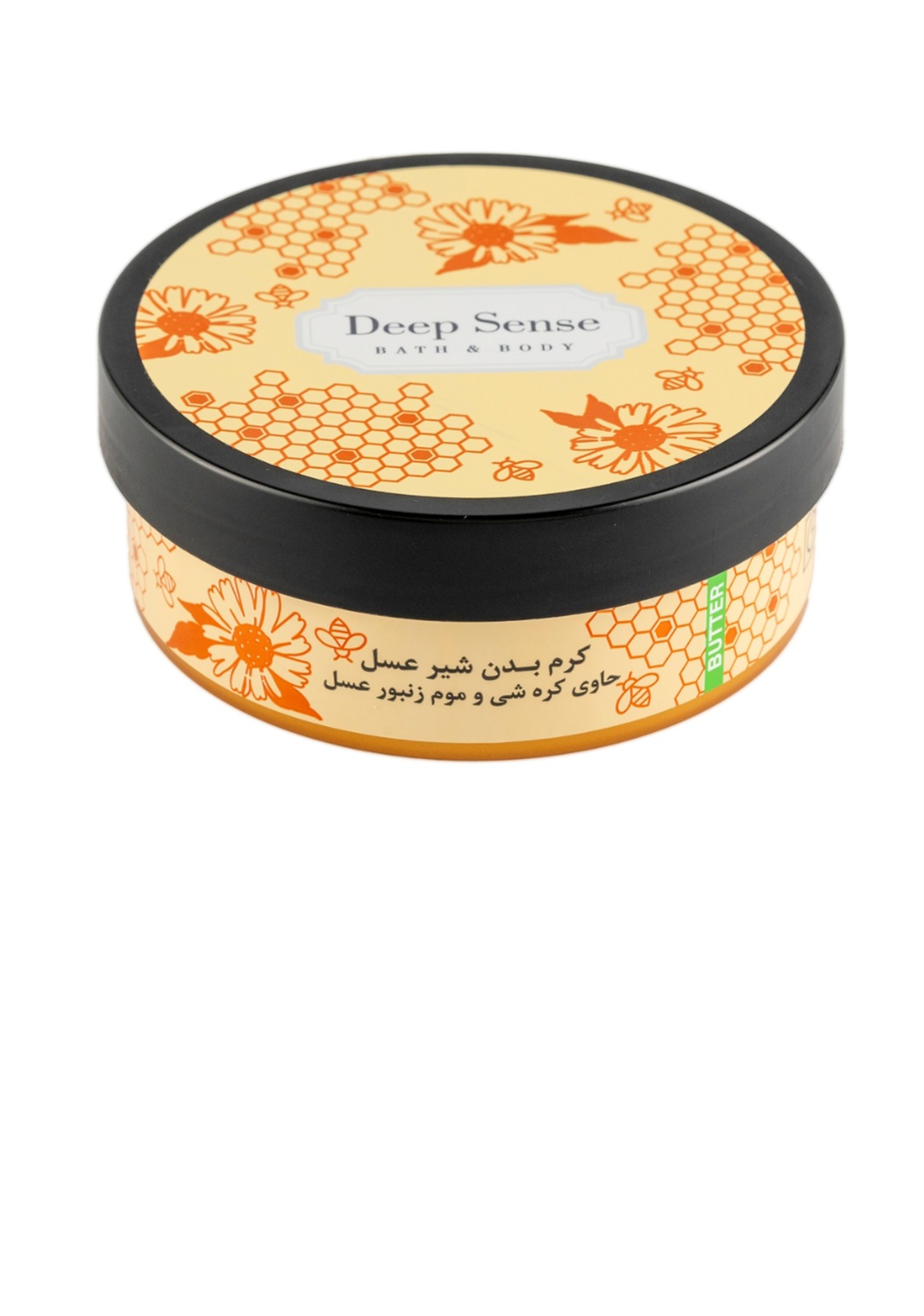 کره بدن (کرم مرطوب‌کننده بدن) شیر و عسل دیپ سنس مناسب پوست معمولی تا خشک حجم ۲۰۰ میلی‌لیتر